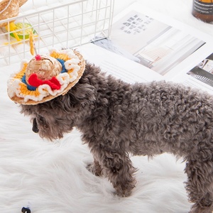 Sombrero de Verano para Mascotas, Moderno y Bonito, Transpirable, con Protección Solar, Sombrero de Hierba para Gatos, Decoración de Princesa con Lazo, Sombrero para Perros con Orejas Descubiertas - Product Image 3