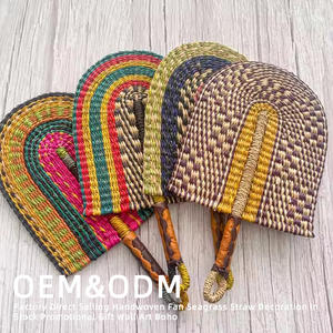 พัดหวายสานด้วยมือศิลปะโบฮีเมียนตกแต่งสไตล์แอฟริกันบ้านไร่หญ้าหญ้าหญ้าทะเลแบบชนบทสำหรับงานแต่งงานฤดูใบไม้ผลิชายฝั่ง - Product Image 6