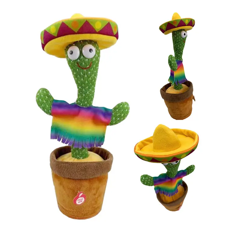 Hot Selling Toys Tanzen Cactus Twist ing Singen Lernen Zungen aufzeichnung Lernen, USB-Lichter zu sprechen, kann angepasst werden Logo