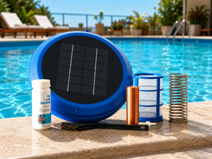 Equipo <span class=keywords><strong>de</strong></span> Limpieza <span class=keywords><strong>de</strong></span> Piscinas con Energía Solar, Generador <span class=keywords><strong>de</strong></span> Iones <span class=keywords><strong>de</strong></span> Cobre, Filtro y Purificador <span class=keywords><strong>de</strong></span> Agua Flotante, <span class=keywords><strong>Cloro</strong></span>, Algas - Product Image 1