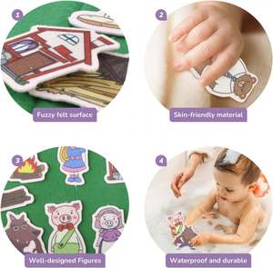 Matériel éducatif pour les tout-petits d'âge préscolaire, écologique et durable, ensemble de contes en flanelle « Les trois cochons » - Product Image 1
