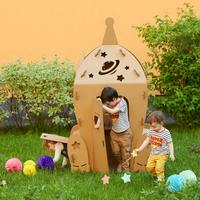 Boîte de coloriage en carton sur le thème de la navette spatiale, grande taille, artisanat créatif, maison de jeu fusée pour enfants, à assembler et à peindre, jouets éducatifs