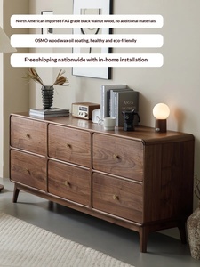 צפון אמריקה עץ אגוז שחור שידה עם שש מגירות מודרני מינימליסטי נורדי אמצעי עתיק סִגְנוֹן ריהוט ביתי לסלון - Product Image 4