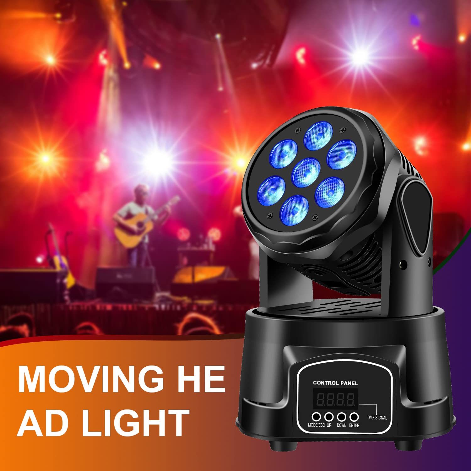 LEAHUA LED Stage Lights Mini DMX512 Moving Head RGBW 7x10W Wall Wash for Hotel Bars DJ Disco Party