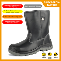 Bottes de sécurité montantes en cuir microfibre à embout d'acier, antidérapantes, résistantes aux chocs et aux éclaboussures d'huile, pour l'hiver, les mines de charbon et les champs pétrolifères, double usage