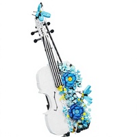 GQ-3030 Violon Fleur 40 Pièces Blocs de Construction en Plastique DIY Modèle d'Instrument de Musique Décoration Maison Cadeau pour Filles de 14 Ans et Plus