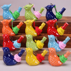 Sifflet d'oiseau en céramique au design personnalisé, figurine décorative pour la maison, chant de l'oiseau à pois, cadeau pour enfants - Product Image 1
