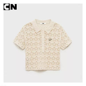 Suéter con Certificación GRS, Fabricante de Suéteres, Logotipo Personalizado, Suéter de Mujer de Algodón, Manga Corta, Calado, Verano, Polo, Tejido de Punto, Crochet - Product Image 4