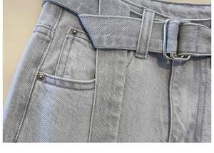 <span class=keywords><strong>Jeans</strong></span> a Gamba Larga <span class=keywords><strong>Grigio</strong></span> <span class=keywords><strong>Chiaro</strong></span> da Donna - Pantaloni in Denim a Vita Alta e Vestibilità Ampia con Cintura Sehe Fashion - Product Image 3