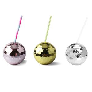 Bar de fête de mariage discothèque 580ml boule de disco en plastique tasse à boire rose or argent boule de disco tasse à boire - Product Image 1