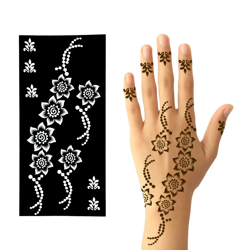 Plantillas de henna a prueba de agua tatuajes de cristal para el cuerpo