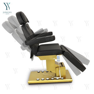 Mesas y camas elevadoras de masaje para terapia de spa facial eléctrica con base dorada de lujo, cama reclinable para pestañas con control de pie - Product Image 2