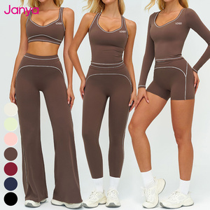 Conjunto Deportivo Janya de Alta Gama, Shorts de Yoga de Cintura Alta y Top Deportivo para Mujer, Ropa Deportiva con Bloques de Color, Conjunto de 2 Piezas para Gimnasio y Fitness - Product Image 1