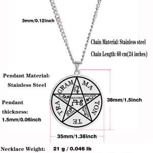 Collana in Acciaio Inossidabile con Pentagramma Re 35 Sigillo di Salomone Sigillo Enochiano di Protezione Tetragrammaton Nome di Dio Stella della Cabala - Product Image 2
