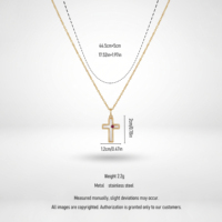 Collier pendentif croix en acier inoxydable QIAOREN 13426, graines de moutarde, or et argent, bijoux religieux minimalistes pour femmes