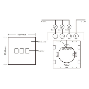 Cnskou EU tiêu chuẩn nhà thông minh 3 gang LED Đèn nền RF 433Mhz nhạy cảm Dimmer cảm ứng chuyển đổi thủy tinh tùy chỉnh 250V tường chuyển đổi - Product Image 6