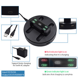 Interruptor de cuatro mandos de carga para Nintendo <span class=keywords><strong>Switch</strong></span> Joy Con, Con <span class=keywords><strong>2</strong></span> puertos <span class=keywords><strong>USB</strong></span> y luz indicadora, nuevo - Product Image 4