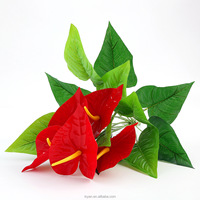 Plantes artificielles en tissu Anthurium, artisanat fait main pour hôtels, maisons, Thanksgiving, Noël, Nouvel An, accessoires de photographie, verdure à tige
