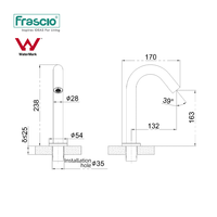 Robinet intelligent Frascio à capteur infrarouge sans contact, à montage sur plan, pour salle de sport, salle de bain, lavabo