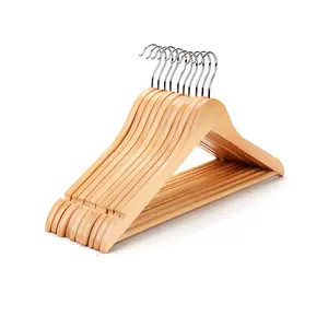 Factory offer high quality with private logo non-slip clothes shirt Anti-slip wooden hanger