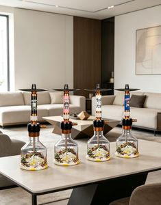Ensemble de chicha moderne en verre imprimé, kit de fumage en aluminium avec bol, tuyau et boîte cadeau - Product Image 4