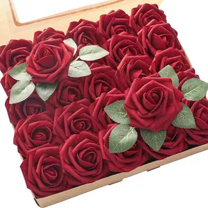 2022 Offre Spéciale 25pcs doux Haute Qualité latex mousse Rose Fleurs Pour la Décoration de mariage Maîtresses Artificielle Fleurs