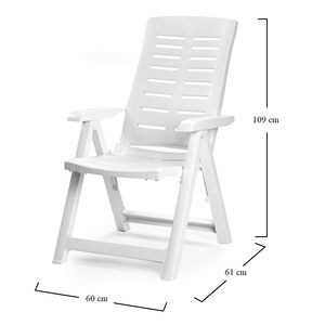 Sedia da Giardino Pieghevole in Plastica Bianca 60x61x109 Cm, Sedia Reclinabile da Esterno Multi-Posizione - Product Image 2
