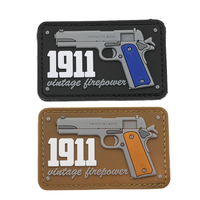Patch Vintage 1911 Firepower en PVC souple avec crochet pour veste, sac tactique, vêtement, à coudre, motif 3D fleur/cœur pour chapeau