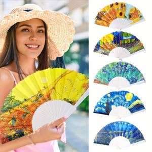 Custom Bohemian Fashion Women's Folding Fan <b>Printing</b> Sunflowers/Landscape/<b>Seascape</b>/Abstract Patterns 23cm-for Business Holiday - Product Image 1
