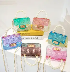 Dames Nieuwe Transparante Jelly Damestas Pvc Parel Handtas Ketting Een Schouder Messenger Bag