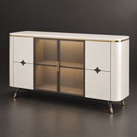 WYRAX Hotel Esszimmer-Sideboard Vitrine mit Getönten Glastüren Versteckter Seitenaufbewahrung und Erhöhten Metallbeinen