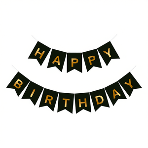 Guirlande Joyeux Anniversaire Lettres Noires et Dorées 4M – Kit de Décoration de Fête Modèle 44277 - Product Image 1