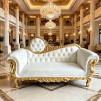 Chaise longue de mariage en cuir blanc sculpté or, style baroque royal, pour mariés, idéale pour hôtels, banquets, événements et fêtes - Meilleure vente