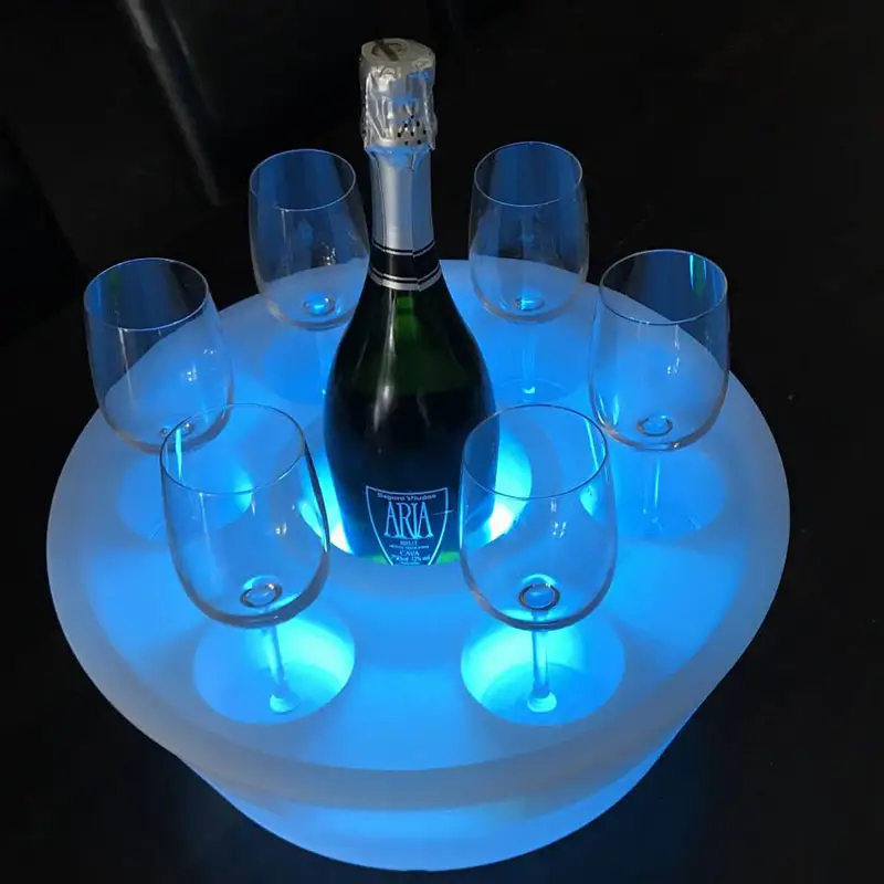 LED עגול צף בירה מגש קרח דלי פלסטיק מחזיק 3.5L חמה אמבטיה שחייה בריכה צף Led ספא בר למסיבה
