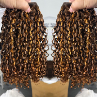 # 4 Paquets de Cheveux Humains Bouclés Jerry Brun Foncé, Tissage Bouclé Crépu Brun Chocolat, Extensions de Cheveux Vierges à Double Trame pour Femmes Noires