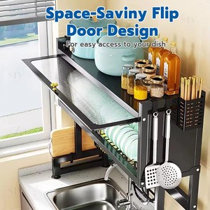 Rak Piring Besar Efisiensi Tinggi di Atas Wastafel, Rak Pengering Piring untuk Meja Dapur, Rak Penyimpanan Organizer Multifungsi - Product Image 5