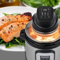 GTA068 Friteuse à air électrique en acier inoxydable 6L/8L, autocuiseur 2-en-1 avec écran numérique LED pour usage commercial et hôtelier