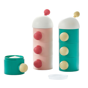 KUB cute mushroom portable airtight travel milk powder container 3 layers infant formula dispenser baby food storage grid box