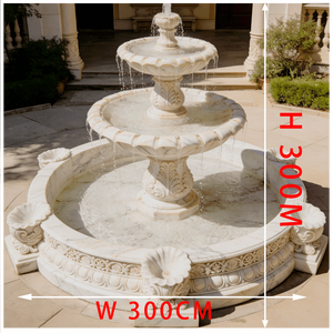 Fontana a due livelli in marmo bianco scolpita a mano, fontana da giardino in pietra per <span class=keywords><strong>la</strong></span> decorazione di cortili di ville - Product Image 2