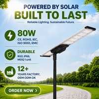 Lampe solaire LED tout-en-un JKCSOLAR 80W, étanche IP66, batterie LiFePO4, angle de faisceau 140°, éclairage routier et autoroutier, garantie 3 ans
