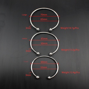 أساور مفتوحة من الفولاذ المقاوم للصدأ عيار 18 من الذهب ، مجوهرات أنيقة خالية من التشويه مع كرات لولبية ، هدايا من الخرز غير الباهت - Product Image 4