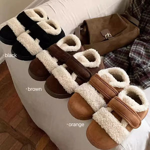 XIXIXITIAO Chaussures à velcro vintage de grande qualité Birkenstocks sandales d'intérieur en peluche pour femmes chaussures d'extérieur antidérapantes pour l'hiver - Product Image 4