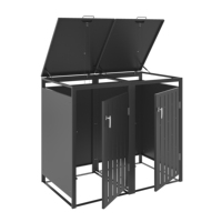 Boîte de rangement pour poubelle à roulettes Armoires de poubelles extérieures étanches Couvercle de poubelle en métal avec serrures Hangar de poubelle de jardin durable