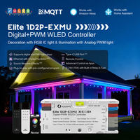 Controlador LED Elite ESP32 1D2P-EXMU para Tiras de Luz Digital PWM CCT Monocromáticas, Alcance de 30 Metros, Carga Máxima de 360W, Garantía de 2 Años