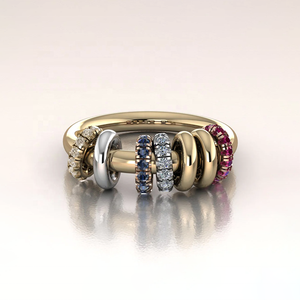 LOZRUNVE Gioielli per Ragazze, Anello Personalizzato in Argento 925, Moda Raffinata Punk con Zaffiro <span class=keywords><strong>e</strong></span> Rubino, Anello da Donna con Collegamenti Mobili - Product Image 3