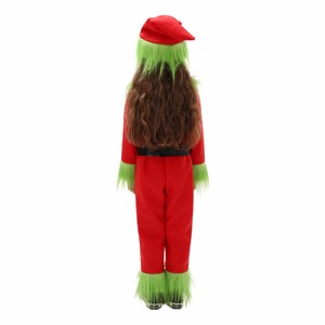 Disfraz de Monstruo Verde Navideño para Niños, Traje de Actuación Rojo con Pelaje Verde, 5-7 Años, Disfraz Festivo - Product Image 3