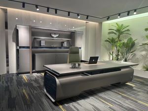 Escritorio de Oficina BOBIAO Grande de Lujo para Directores Ejecutivos, en Forma de L, con Gabinete Secundario con Cerradura de Huella Digital y Contraseña - Product Image 1