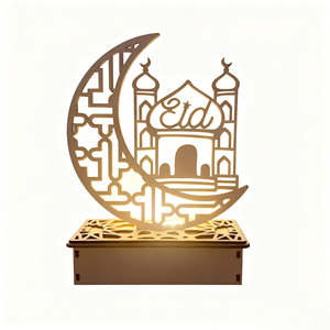 New DIY Ramadan Wooden LED Ornament Moon Star <b>Islamic</b> Castle Design for Children <b>Gift</b> and Muslim Home Decor - Product Image 4