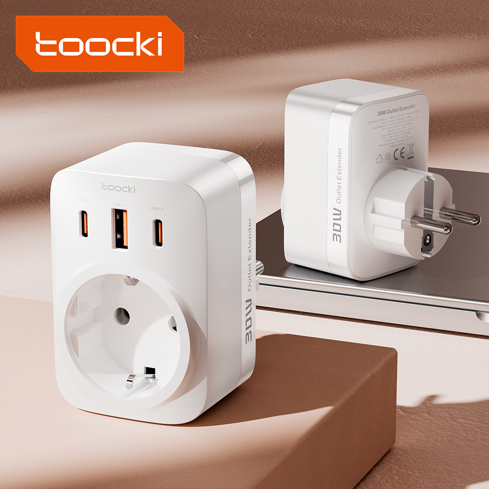 Toocki good quality fast eu pd c adapter 30w outlet extender multi usb-c power adapter for phones