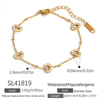 Gelang Rantai Enamel Hati SUMMLY Daily Adjustable, Lapisan Emas 18K, Baja Anti Karat, Gelang Berliontin, Perhiasan Fashion untuk Wanita